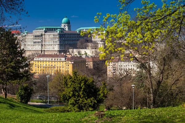 Buda Castle seen from the Garden of Philosophy located at Gellert Hill — Stock Photo, Image