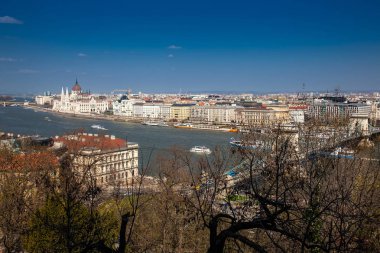 Budapeşte şehir, Zincir Köprüsü ve Tuna Nehri manzarası