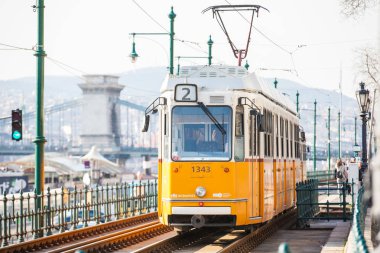 Budapeşte şehir merkezi ve tramvay manzarası