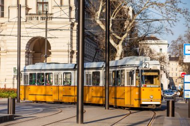 Budapeşte şehir merkezi ve tramvay manzarası