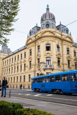 Zagreb şehrinin aşağı kasabasının güzel mimarisinin görünümü