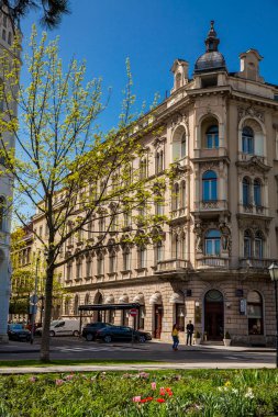 Hırvatistan'ın başkenti Zagreb'in aşağı kasabasında güzel antik mimari