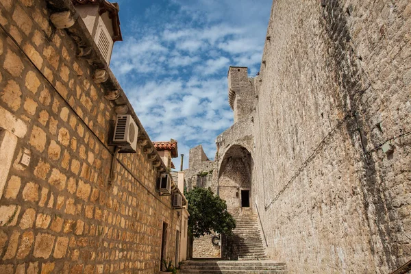 Back of the Minceta Tower on the beautiful walls of Dubrovnik old town