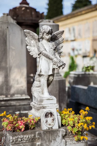 La bella arte delle tombe sul Cimitero della Porta Santa un cimitero monumentale situato all'interno del bastione fortificato della Basilica di San Miniato al Monte a Firenze — Foto Stock