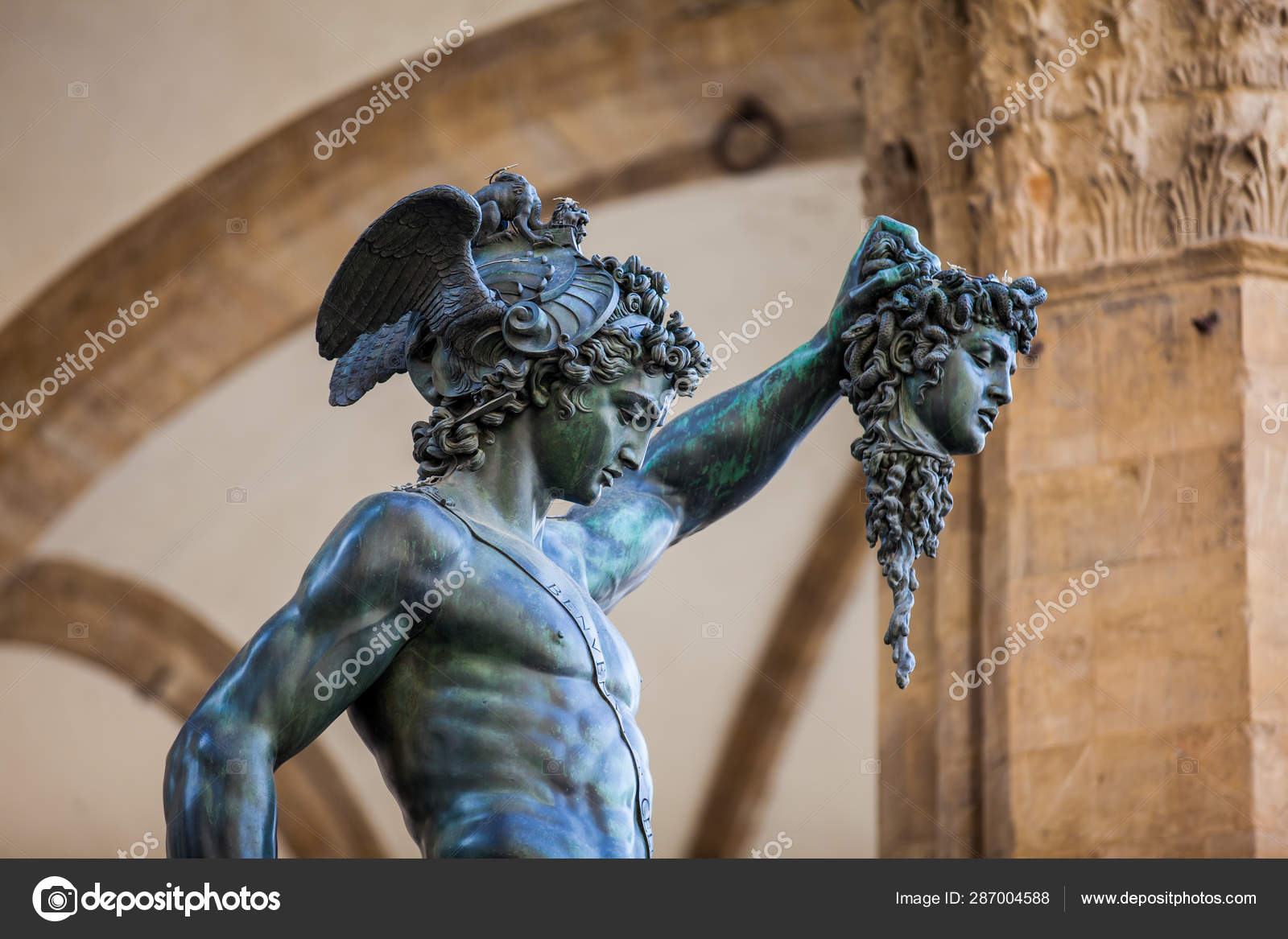 Perseus With the Head of Medusa statue at Piazza della Signoria Stock
