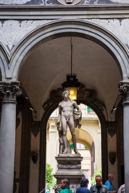 Sculpture of Orpheus and Cerberus by Baccio Bandinelli in the courtyard of Palazzo Medici Riccardi clipart