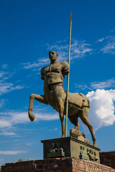 Centaur sculpture by Igor Mitoraj at the Forum in Pompeii
