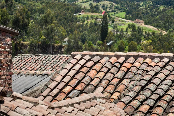 Telhas Argila Antigas Das Casas Históricas Pequena Cidade Mongui Colômbia — Fotografia de Stock