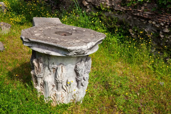 Remains of columns of the ancient buildings at the Roman Forum in Rome — Stock Photo, Image