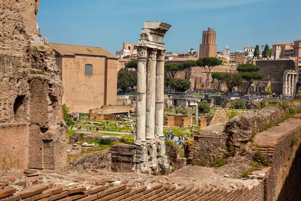 Overblijfselen Van Tempel Van Castor Pollux Dioscuri Het Forum Romanum — Stockfoto