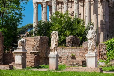 Ancient ruins of the House of the Vestal Virgins at the Roman Forum in Rome clipart