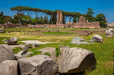 Roma'daki Palatine Tepesi'ndeki Domus Flavia olarak da bilinen Flavian Sarayı'ndaki sekizgen adaile peristyle 