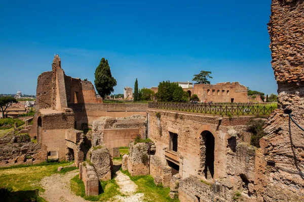 Palatine Tepesi'ndeki Septimius Severus Sarayı veya Domus Severiana harabelerini ziyaret eden turistler