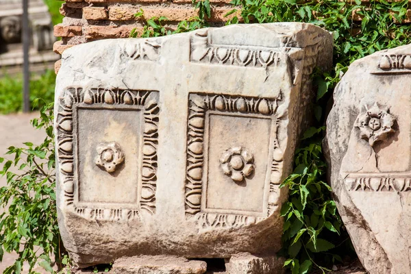 Detail of the beautiful stone carvings which decorated the ancient Roman Forum in Rome