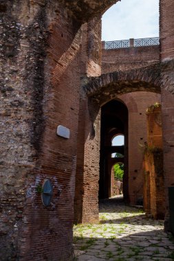 Palatine Tepesi'ne tırmanan antik bir yol olan Clivus Victoriae'nin manzarası