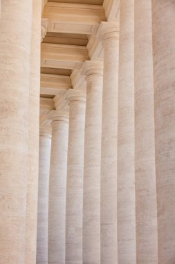 Roma'da Vatikan'daki St. Peter Meydanı'ndaki güzellik rullu Dor sütununun detayı