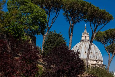 Vatikan'daki Aziz Petrus Papalık Bazilikası'nın Viale Vaticano'dan görülen kubbesi