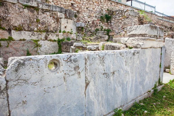 Detalhe das ruínas antigas no agora roman situado ao norte do acropolis em Atenas — Fotografia de Stock