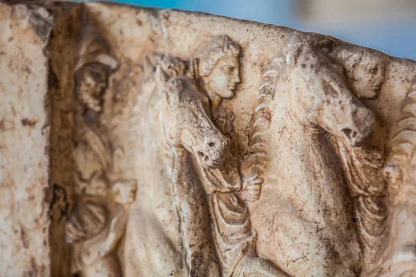 Athens Greece April 2018 Relief Fragment Dedicated Victory Tribe Leontls — Stock Photo, Image