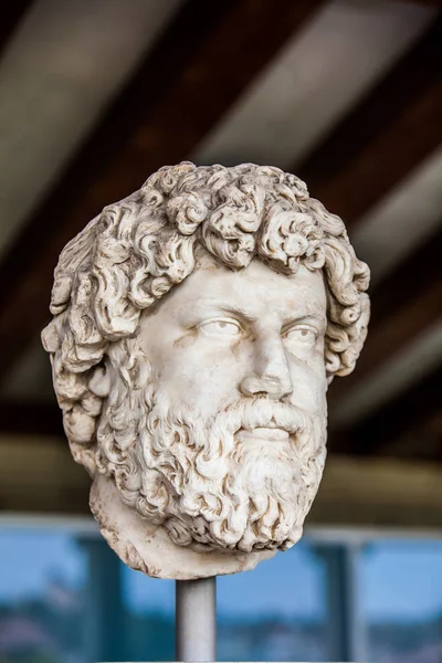 Atenas Grecia Abril 2018 Cabeza Retrato Ailius Verus Stoa Attalos — Foto de Stock