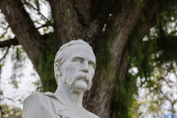 El Cerrito, Valle del Cauca, Colombia - 20 August 2025. Monument to the Colombian writer Jorge Isaacs, at the famous Hacienda El Paraiso, the setting for his famous novel Maria.