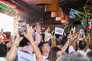 Cali, Colombia - 10 September 2025. Opening event for the national tour of the right wing presidential candidate Abelardo de la Espriella in Cali.