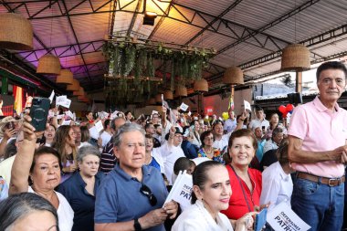 Cali, Colombia - 10 September 2025. Supporters assisting to the opening event for the national tour of the right wing presidential candidate Abelardo de la Espriella in Cali.