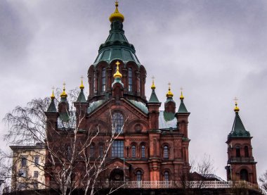 Kış aylarında Finlandiya 'da Helsinki 'de Uspenskin Katedrali