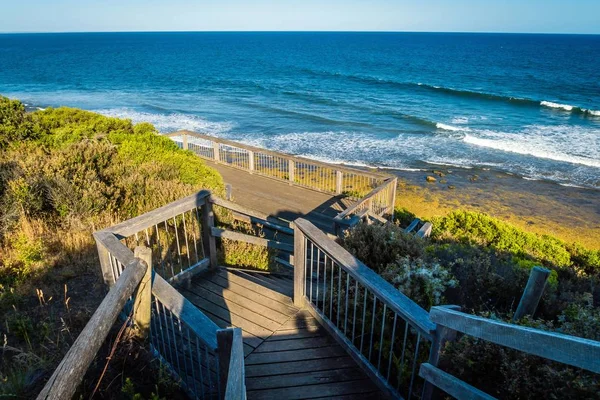 Pistas Madera Bells Beach Great Ocean Road — Foto de Stock