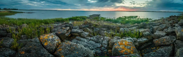 Panorama Jezera Colac Soumraku Modré Světlo — Stock fotografie