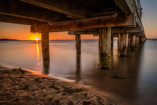 Molo Frankston Victoria Austrálie Při Západu Slunce Létě — Stock fotografie