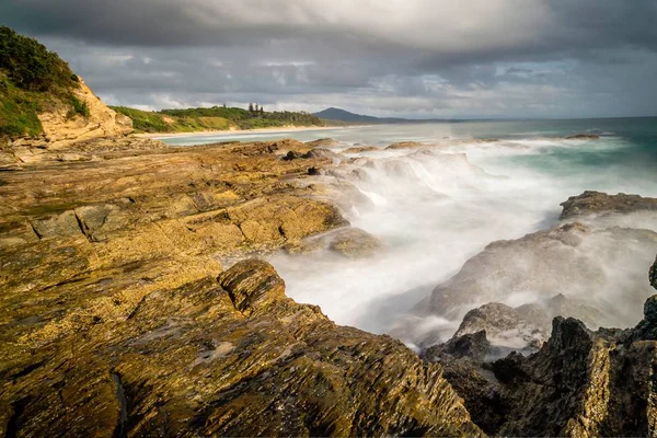 Pobřeží Hlavách Nambucca Novém Jižním Walesu Austrálii Dlouhý Expoziční Výstřel — Stock fotografie