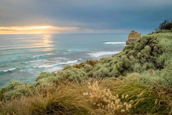 Západ Slunce Dvanácti Apoštolů Velké Ocean Road Gor Austrálii — Stock fotografie