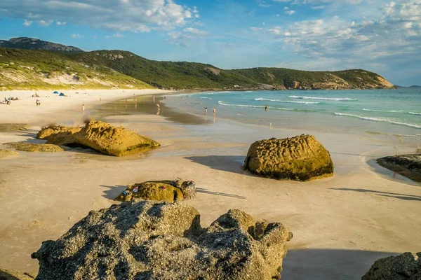 Squeaky Pláž Při Západu Slunce Wilsonovým Promontory — Stock fotografie