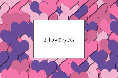 Seni seviyorum aşk kartı ile arka plan olarak pembe kalpler