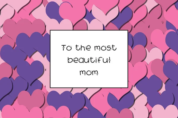 Most Beautiful Mom Love Card Pink Hearts Background — Stock Photo, Image