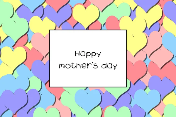 Happy Mother Day Love Card Rainbow Pastel Hearts Background — стоковое фото
