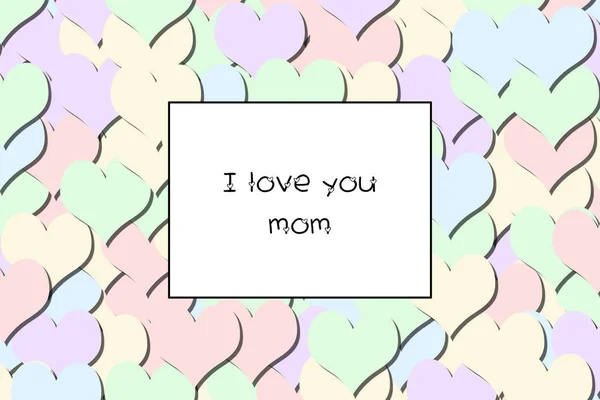 Kocham Cię Mama Miłość Karty Pastelowe Serca Jako Tło — Zdjęcie stockowe