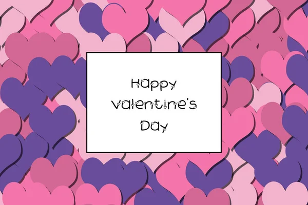 Happy Valentine Day Kärlekskort Med Rosa Hjärtan Som Bakgrund — Stockfoto