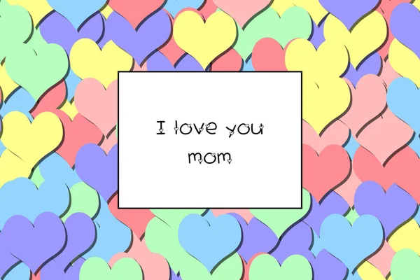 Love You Mom Love Card Rainbow Pastel Hearts Background — Stock Photo, Image