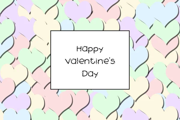 Happy Valentine Day Love Card Pastel Hearts Background — Stock Photo, Image