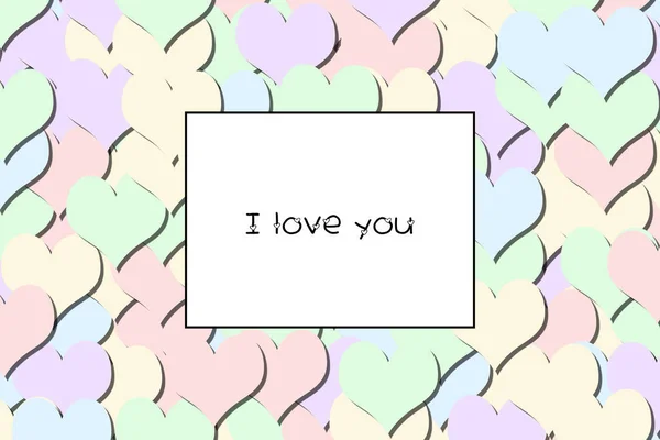 Kocham Cię Miłość Karty Pastelowe Serca Jako Tło — Zdjęcie stockowe