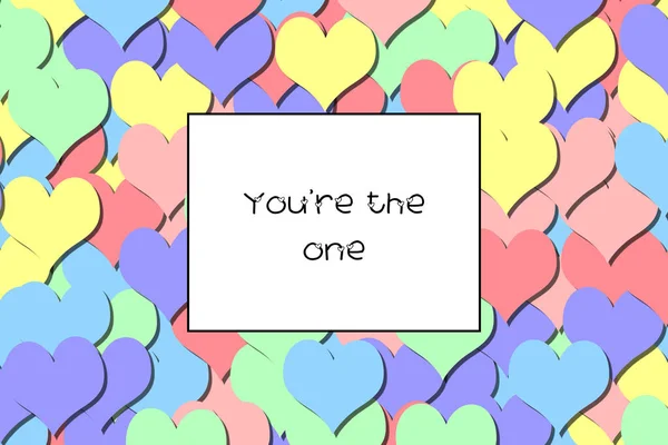 You One Love Card Rainbow Pastel Hearts Background — Stock Photo, Image