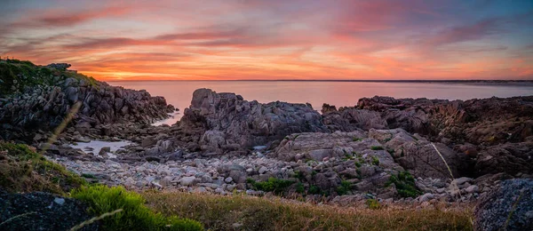 Panorama Západu Slunce Pláž Oceán Torche Bretani — Stock fotografie