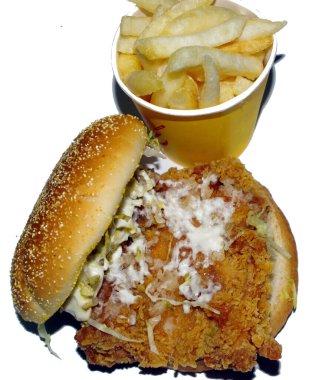 Taze ve lezzetli Zinger Burger ve cips