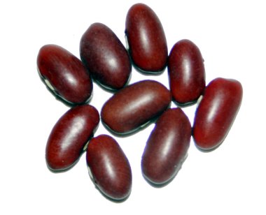 Çiğ kırmızı böbrek fasulyesi. Beyaz arka plan.