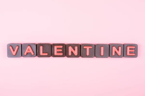 Valentine Srdce Čokoládě Barevném Pozadí — Stock fotografie