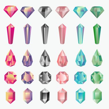 Mücevher kristalleri vektörü izole edildi