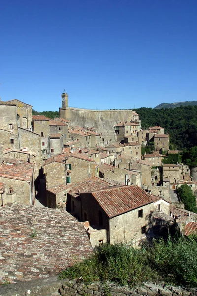 Itália Toscana Aldeia Sorano Distrito Cidade Grosseto — Fotografia de Stock