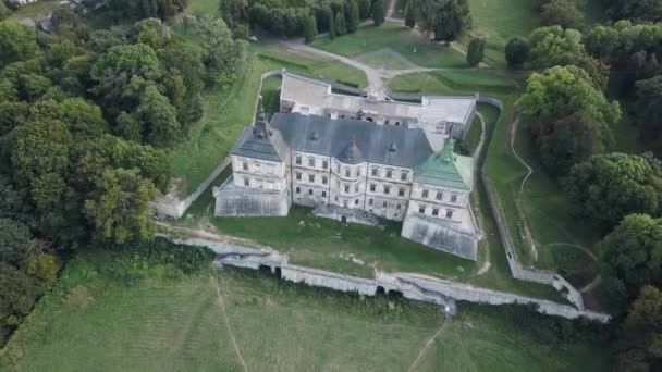 Das alte Schloss Pidhirtsi. Ukraine. Blick auf die Burg aus der Vogelperspektive — Stockvideo
